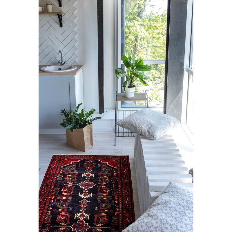 ECARPETGALLERY Hand-knotted Anadol Navy Wool Rug - 3'5 x 10'0