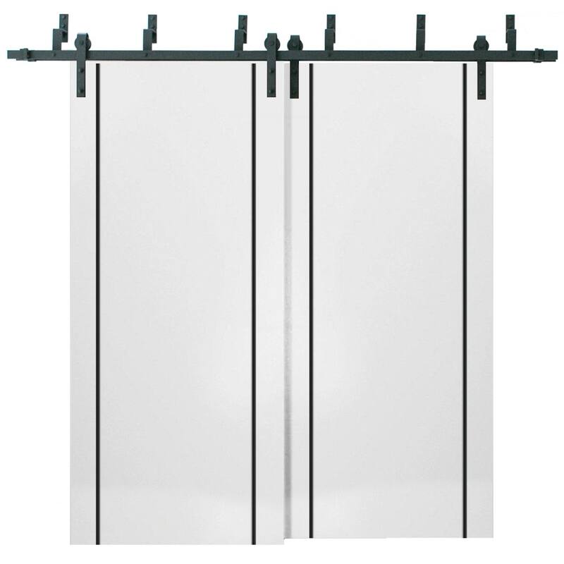 Barn Bypass Doors 36 x 80 Planum 0016 White Silk with Sturdy 6.6ft - 48" x 80" ( 2* 24x80)