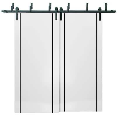 Barn Bypass Doors 36 x 80 Planum 0016 White Silk with Sturdy 6.6ft