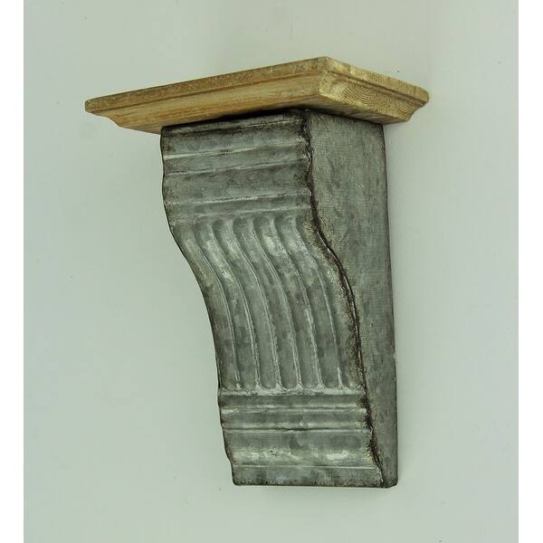 Shop Rustic Embossed Tin And Wood Cornice Style Wall Shelf Set Of