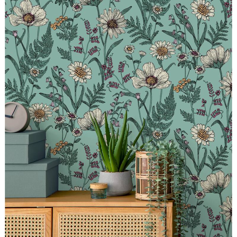 Fine Decor Arden Blue Wild Meadow Wallpaper