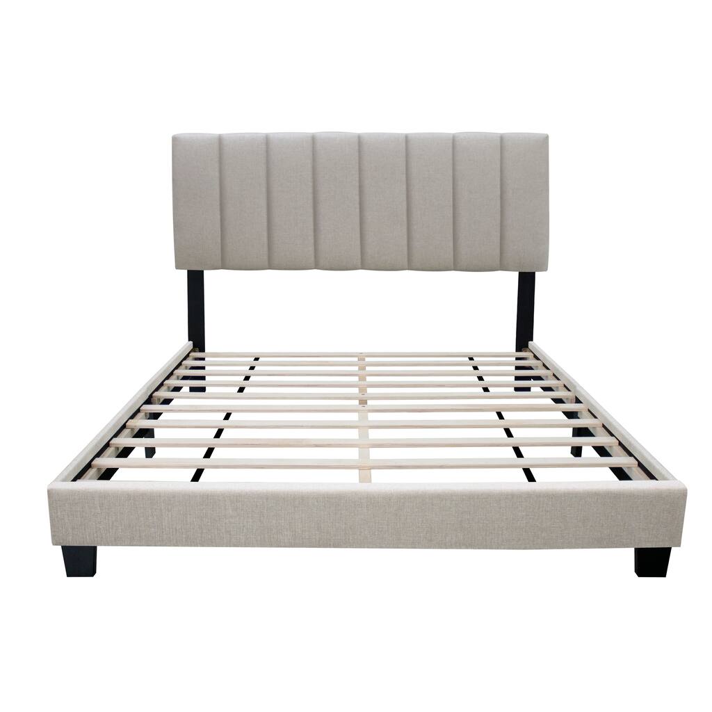 Elegant Design Queen Size Platform Bed Upholstered Bed Frame
