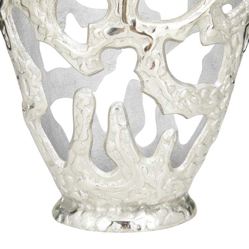 Aluminum Metal Decorative Vase with Cut Out Designs - Silver, Gold, Black - Roche River Decor