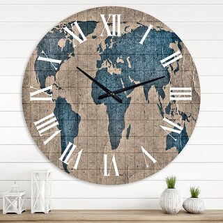 Designart 'Ancient Map of The World I' Rustic wall clock - Bed Bath ...