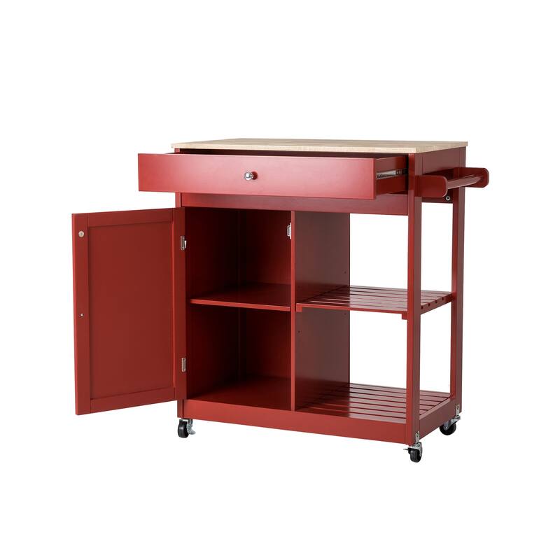 Glitzhome 35"H Modern Rolling Trolley Storage Kitchen Island Cart with Wheels