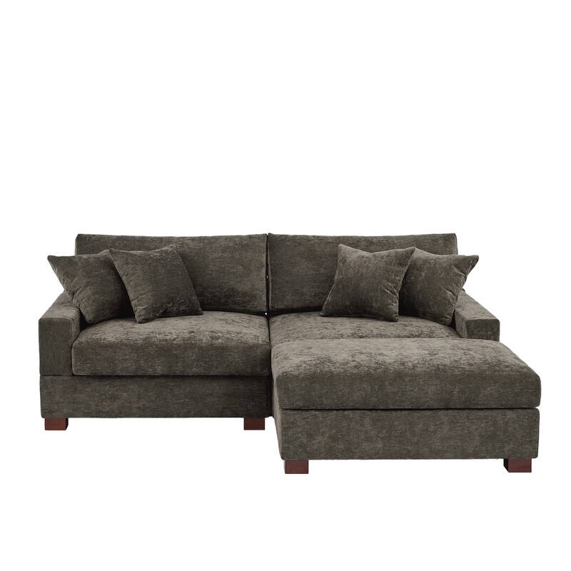 Modern Oversized Chenille Modular Sectional Sofa with Ottoman
