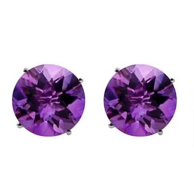 925 Sterling Silver African Amethyst Stud Earrings