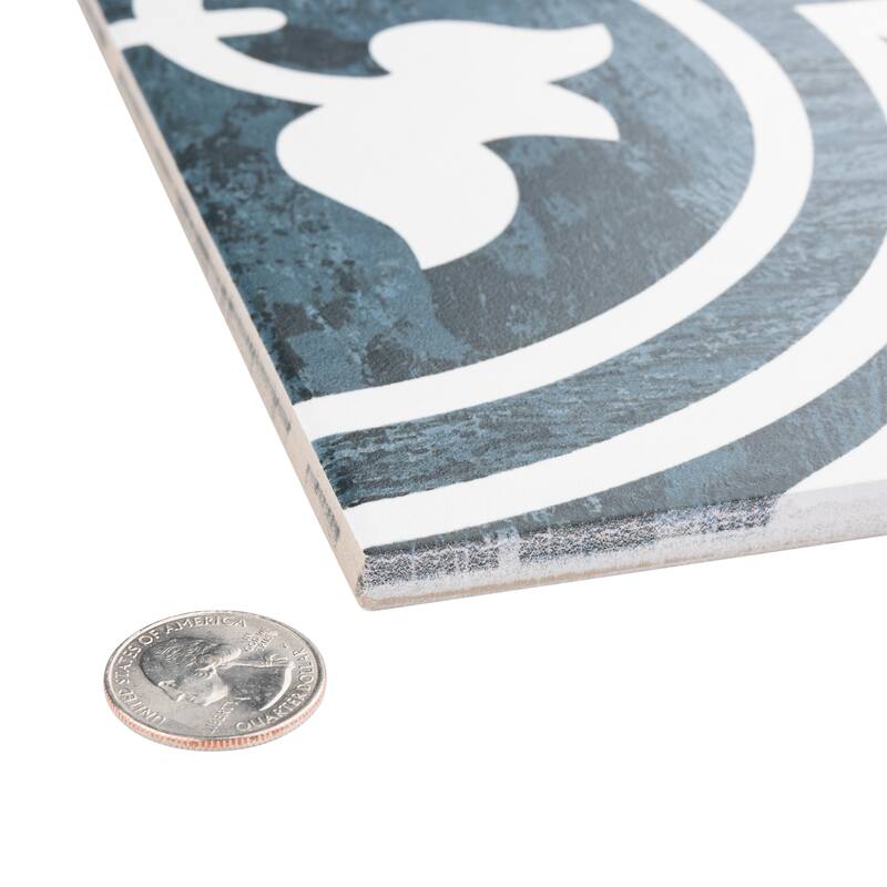 Merola Tile Cassis Arte Black Night 9-3/4" x 9-3/4" Porcelain Floor and Wall Tile