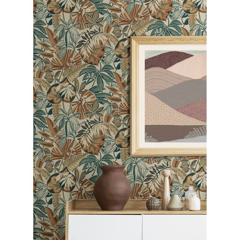 Caroline et Bettina Spice Feuilles Peel & Stick Wallpaper