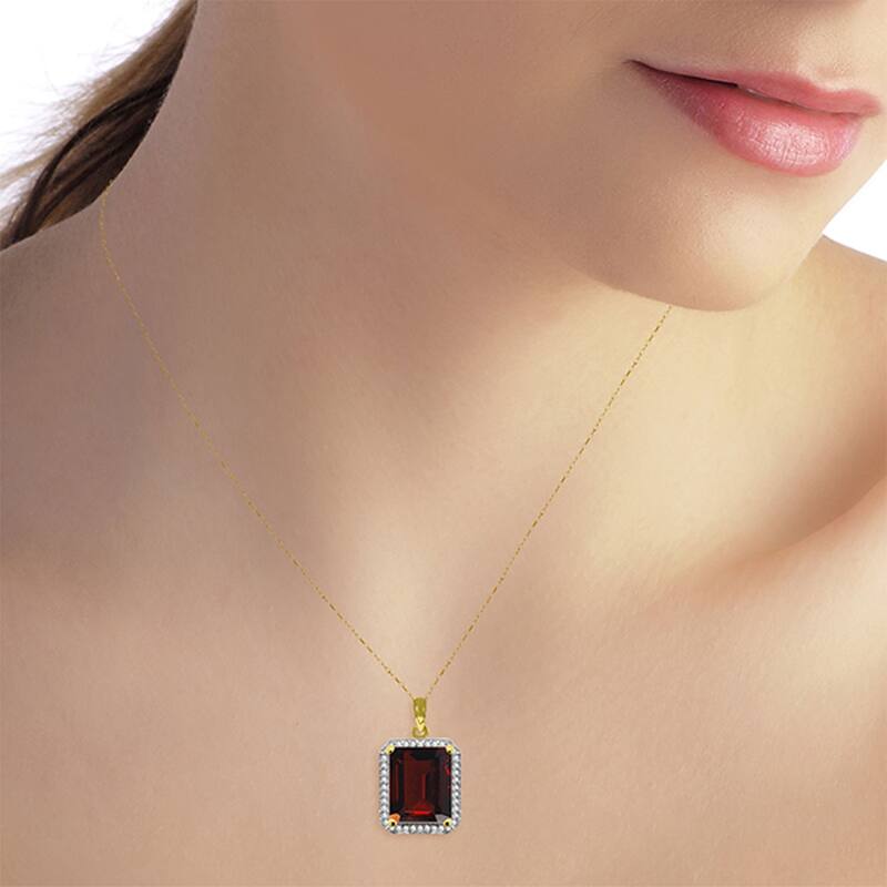 7.8 Carat 14K Solid Gold Gemstone Necklace Natural Diamond Garnet