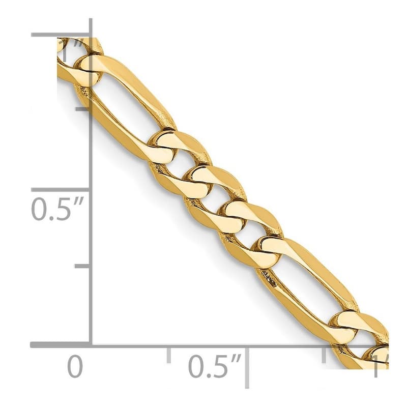 Curata 10k Yellow Gold Unisex Solid 4.75mm Flat Figaro Chain Bracelet Options: 7" 8" 9"