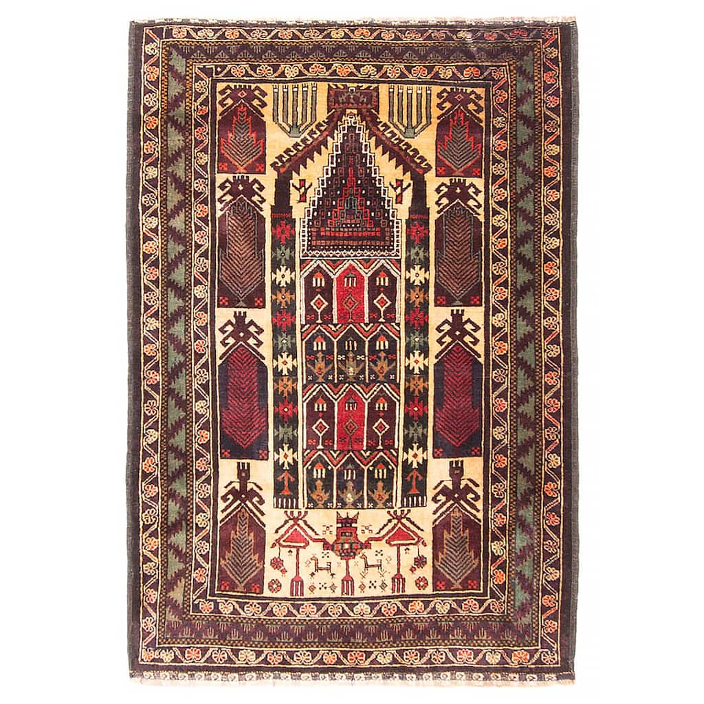 Teimani Orange Rug 3'2" x 4'10" - 3'2 x 4'10