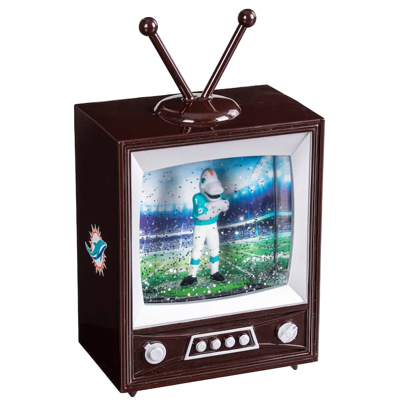 Miami Dolphins 8 in. Vintage TV Light Up Water Lantern Snow Globe with Mascot