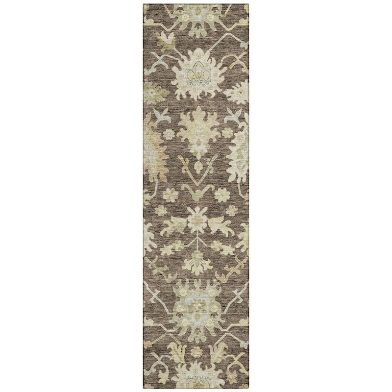 Machine Washable Indoor/ Outdoor Traditional Casual Chantille Rug