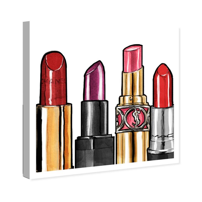 Wynwood Studio Prints Fashion and Glam Red Lipstick Gold and Metallic Gold Glam Wall Art Canvas Print