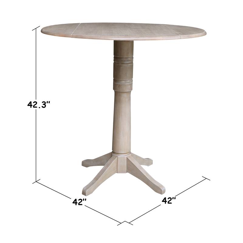 42 in. Round Dual Drop Leaf Bar Height Dining Table with 2 X-back Stools - 3 Piece Set