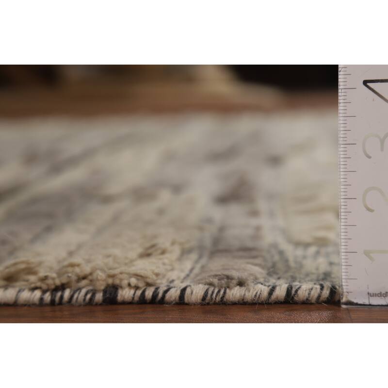 Striped Moroccan Shaggy Oriental Area Rug Handmade Wool Carpet - 5'8" x 8'3"