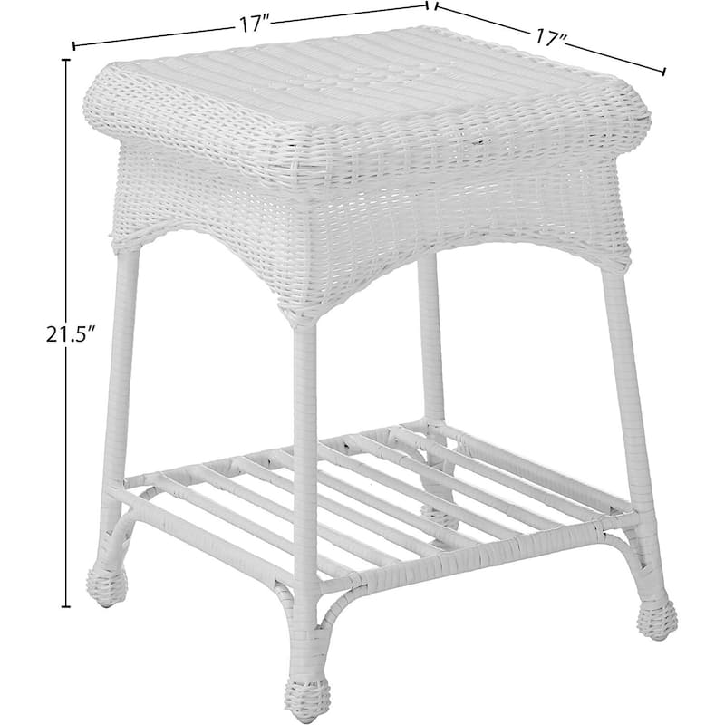 Classic Comfort Chair Set with End Table - Outdoor Patio Furniture Set - White Resin & Black Cushions - 36