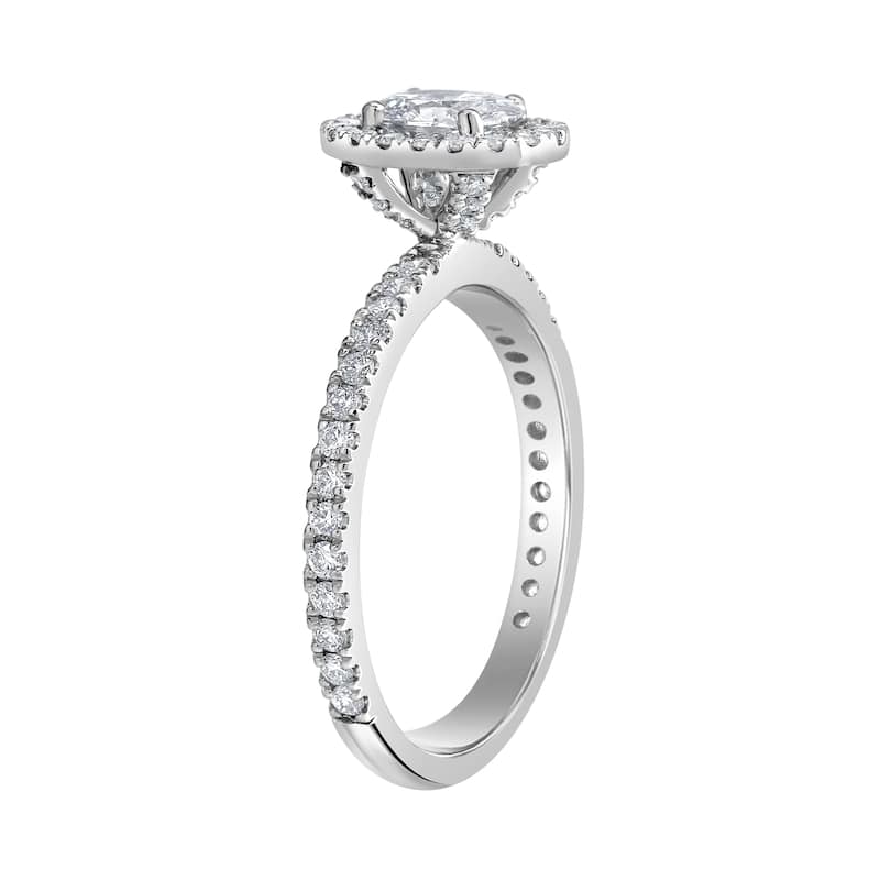 Auriya 14k-White Gold Lab Grown Halo-Oval Diamond Engagement Ring 1.00 ct. tw. (E-F VS)