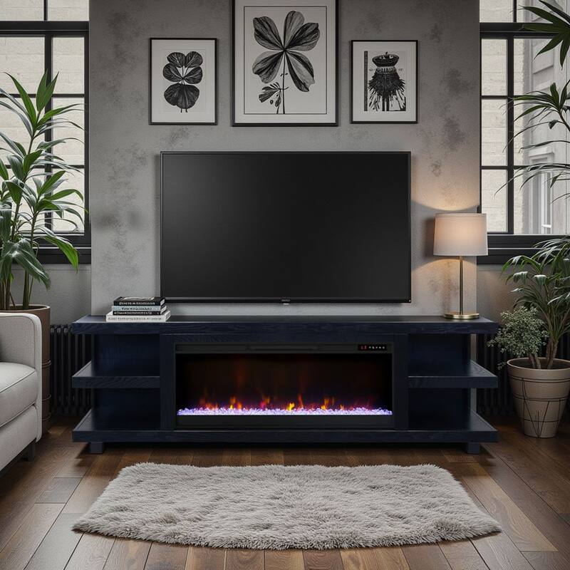 Bridgevine Home Laurel Canyon 82 inch Fireplace TV Stand for TVs up to 90 inches, Minimal Assembly