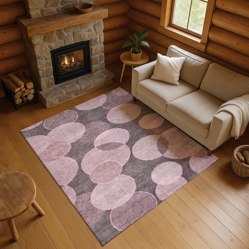 Premium Washable Super Soft Contemporary Bubbles Mayfield Rug - Blush - 8' x 10'