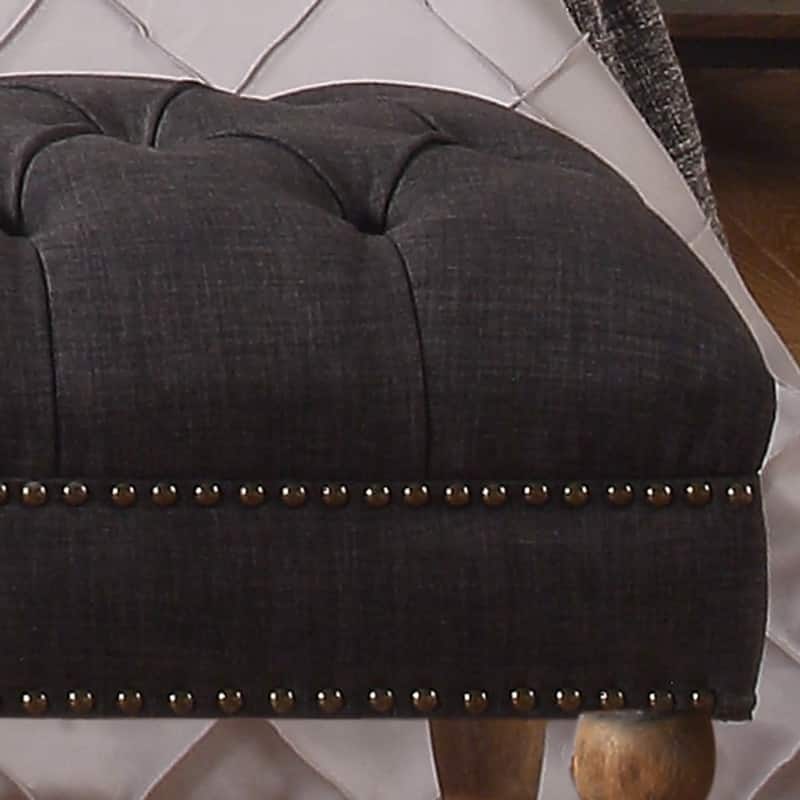 Rosevera Yedda Nailhead Tufted Upholstered Bench with Wheels