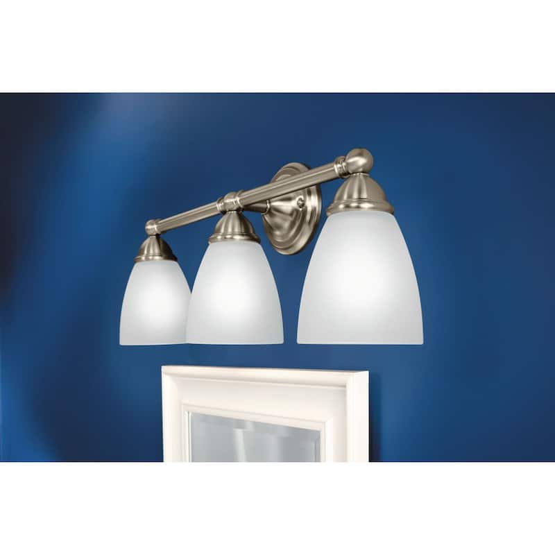 Moen 3 Light Bathroom Vanity Light with Frosted Shades from the