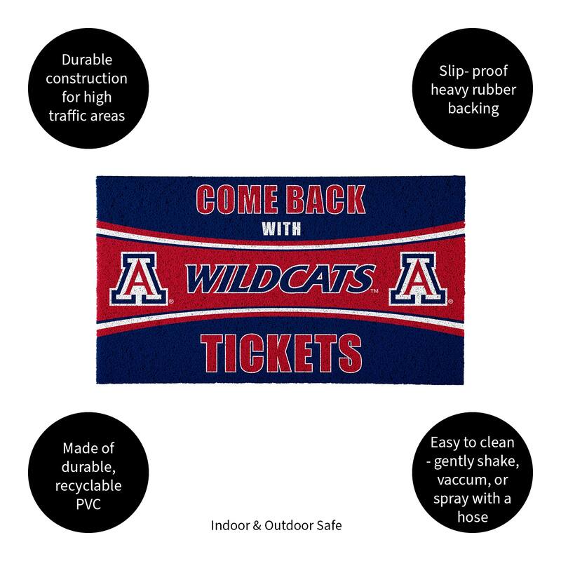 University of Arizona 28 in. x 16 in. PVC "Come Back With Tickets" Trapper Door Mat
