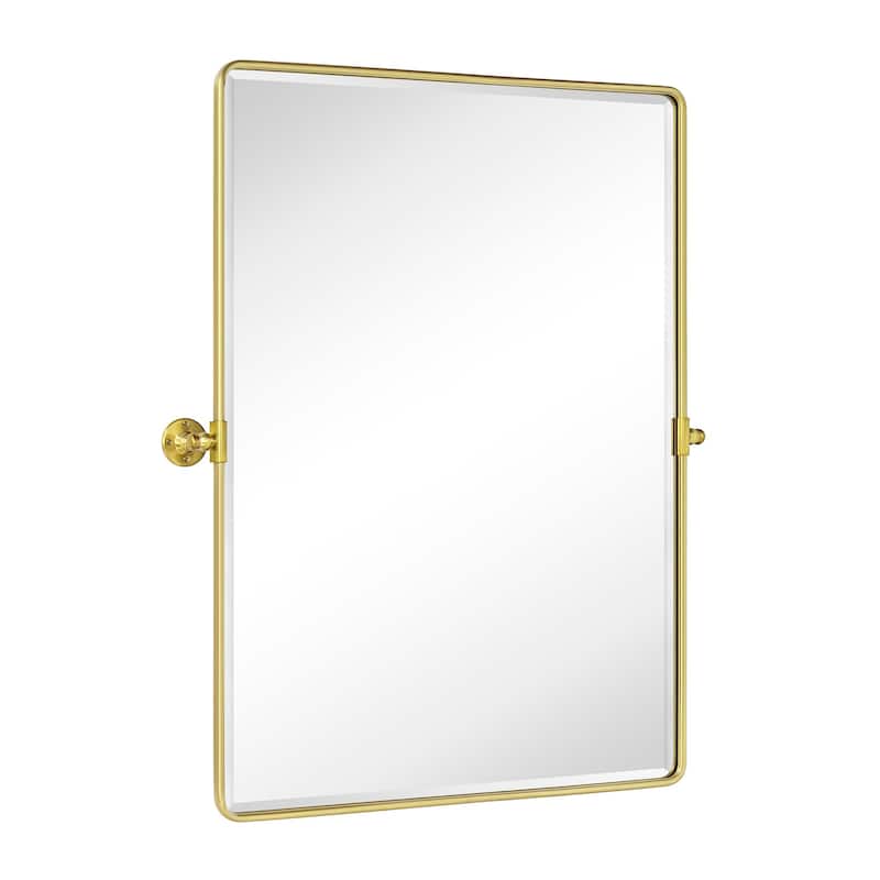TEHOME Woodvale Rectangle Vertical Metal Wall Mirrors - 40" x 30" - Brushed Gold