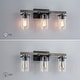 preview thumbnail 4 of 9, 22 in. 3-Light Natural Iron and Distressed Faux Wood Industrial Farmhouse Bathroom Vanity Light with Clear Glass Shades - 22"L