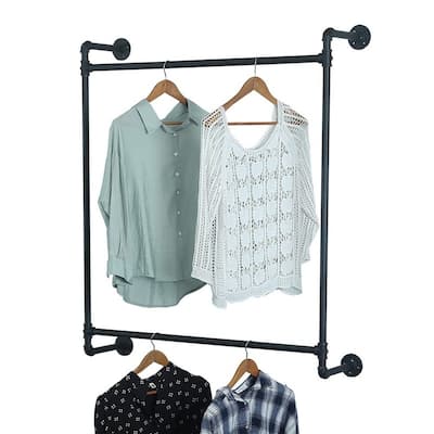 Industrial Pipe Clothing Rack Wall Mounted