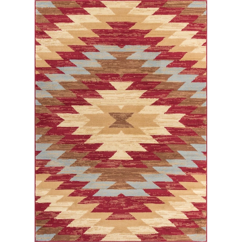Well Woven Miami Alamo Southwestern Southwestern Area Rug - 7' 10" x 9' 10" - Red - Rectangle