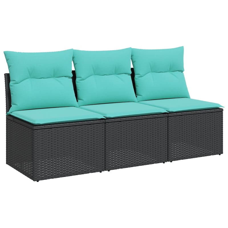 vidaXL Patio Furniture with Cushions Seating Poly Rattan Brown/Gray/Black - 67.7 x 24.4 x 27.7