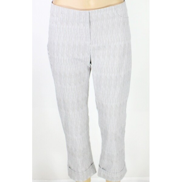 Illusion Womens Dress Pants Gray Combo Size 8 Printed Stretch Pull-On