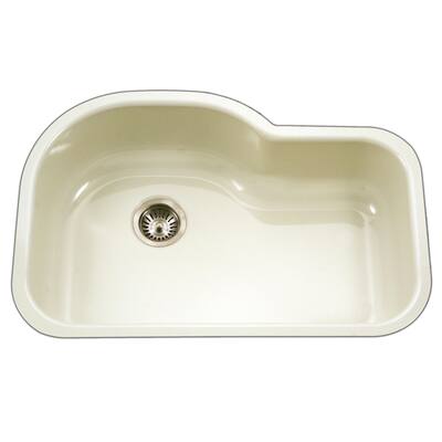 Houzer Porcela 31-1/4" Single Basin Undermount Porcelain Enameled