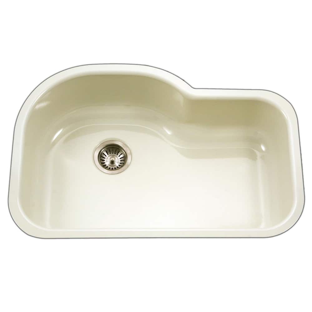 Houzer Porcela 31-1/4" Single Basin Undermount Porcelain Enameled