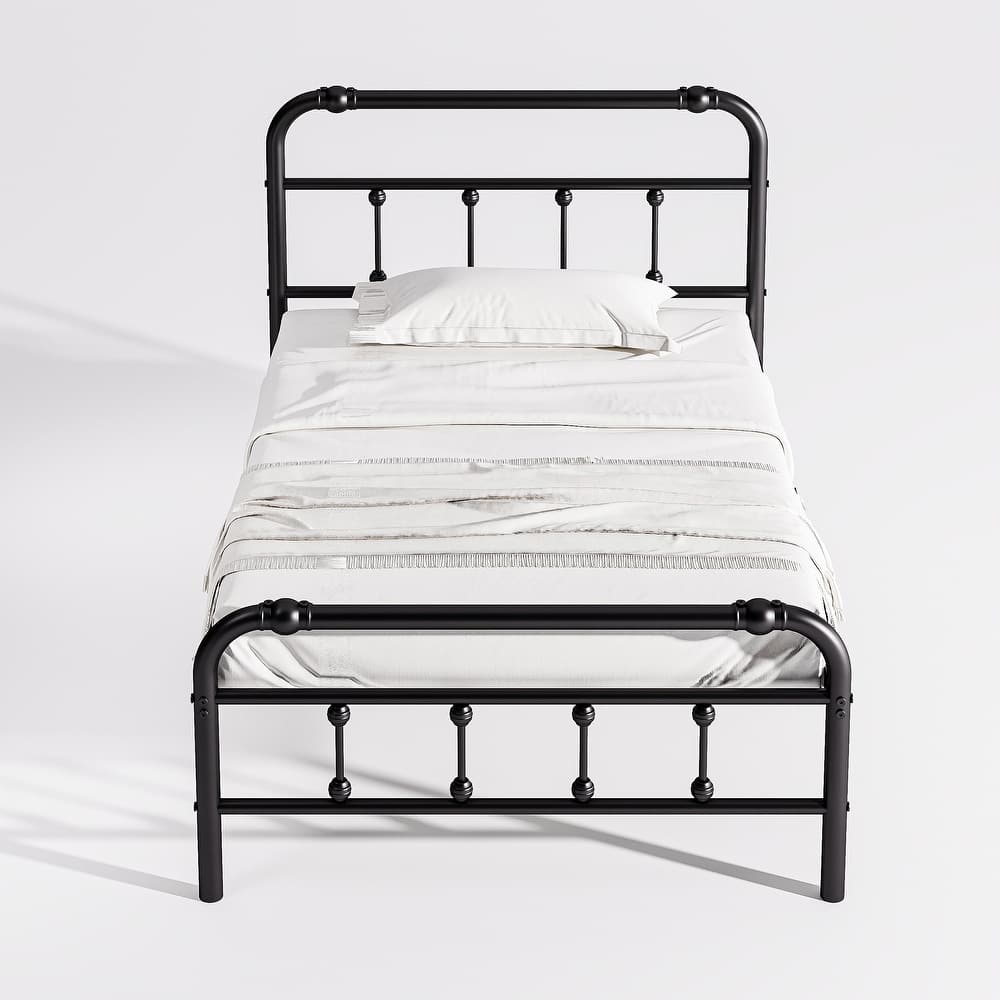 14 Inch Meatl Platform Bed With Headboard And Tailboard For Storage