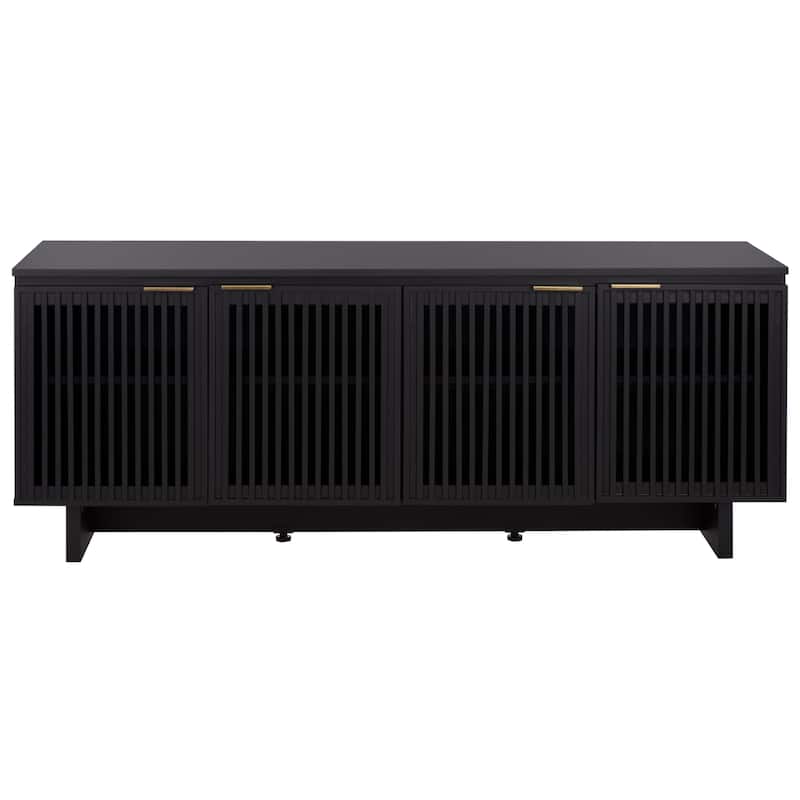 SAFAVIEH Home Quaid 4-Door Sideboard - 62"W x 18"D x 25"H - Black/Brass