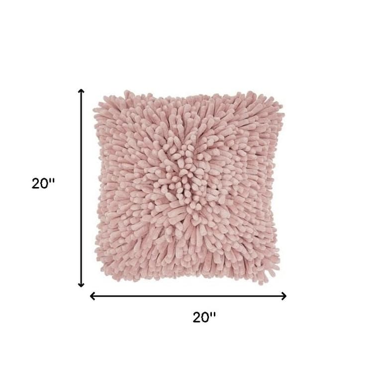 20" Pale Pink Soft Nubby Shag Throw Pillow