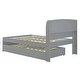 preview thumbnail 10 of 10, Full XL Gray Wood Storage Platform Bedframe with LED Headboard, Twin Size Trundle & Charging Station, No Spring Box Needed