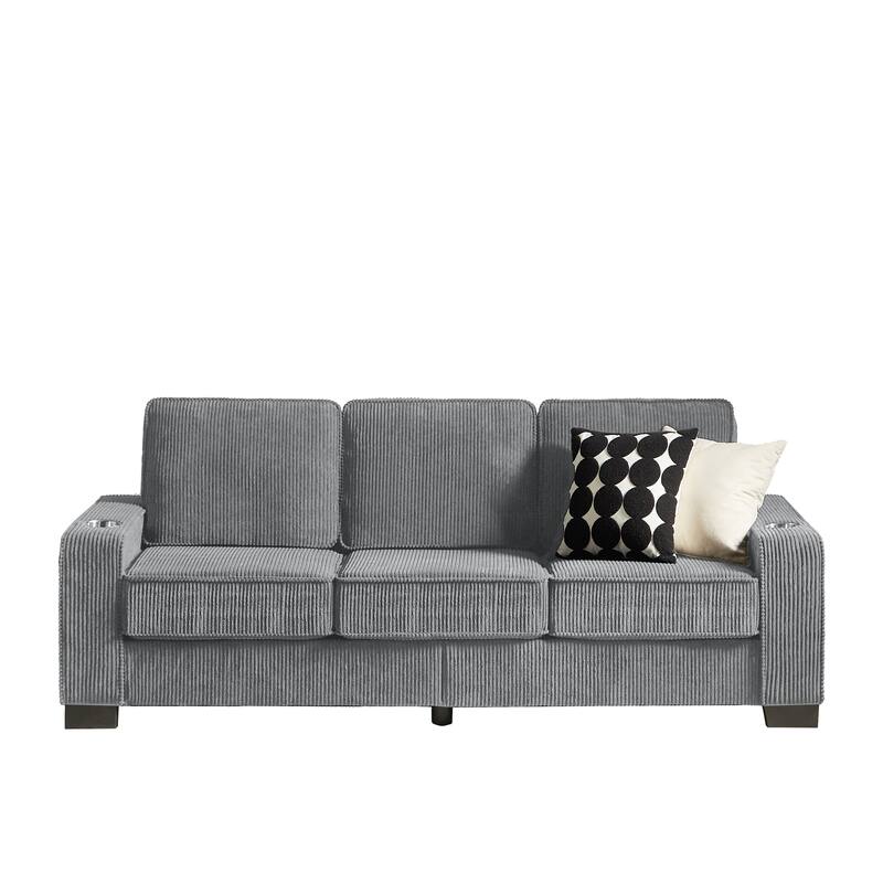 83.86"Corduroy/Snowfleece Fabric sofa,Modern Compressed Couch,3-Seater Sofa, Furniture for Living Room,Bedroom,office