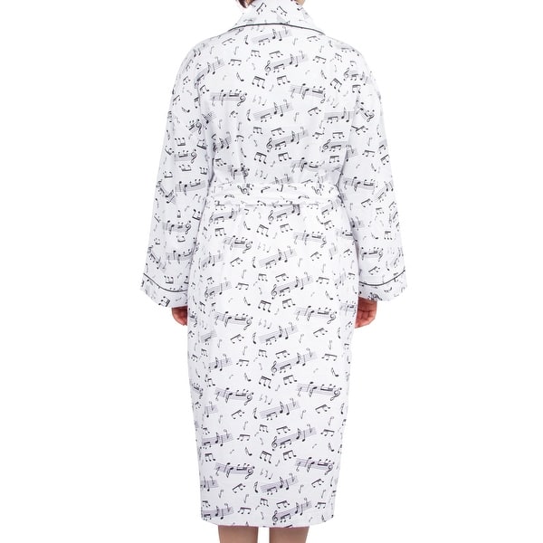 Leisureland Women's Cotton Flannel Novelty Long Robe Music Notes - On Sale  - Bed Bath & Beyond - 34556710