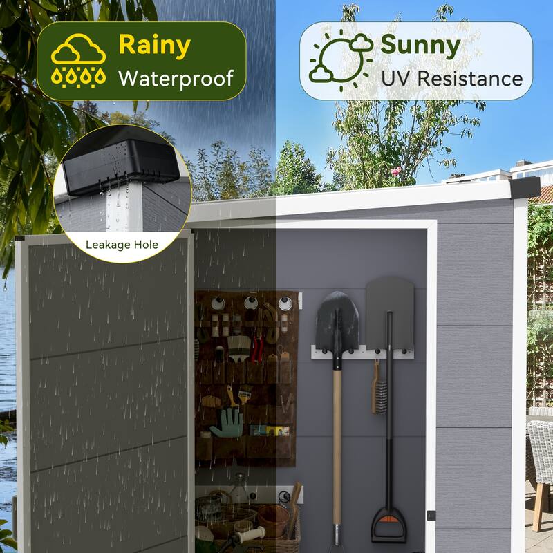 5' x 4' Outdoor Storage Shed with Built-In Floor, Lockable Double Doors & Sloped Roof, Light Gray - 5' x 4'