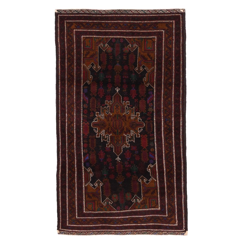 ECARPETGALLERY Hand-knotted Teimani Black Wool Rug - 3'7 x 6'5