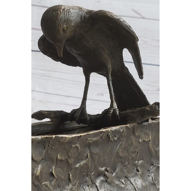 Bronze Bird Planter Window Box Metal Sculpture Decor Yard Outdoor 7 Inches X 10 Inches