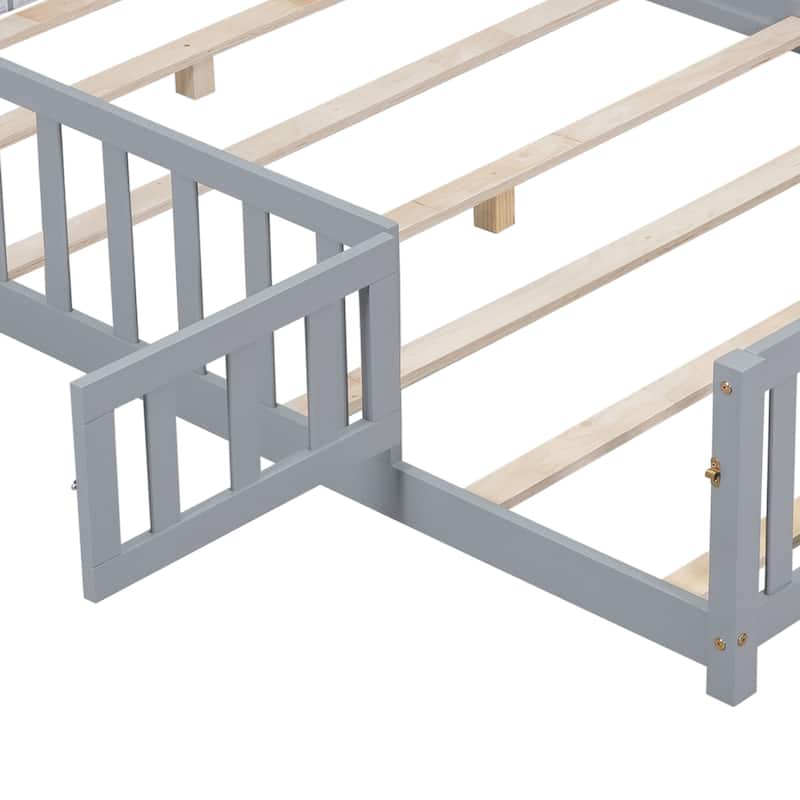 Floor Platform Bed with Fence