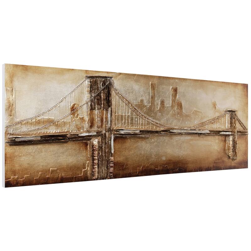 Golden Gate Bridge Metallic Handed Painted Rugged Wooden Wall Art