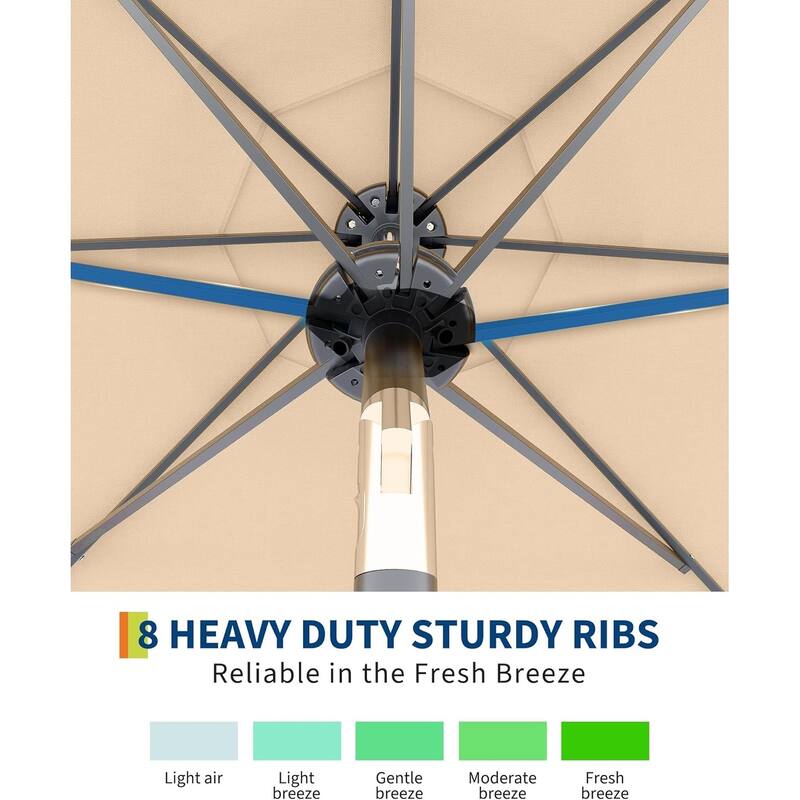 10 Ft Patio Umbrella with Solar Lights, Outdoor Table Umbrella with 40 LED Lights & Tilt Crank