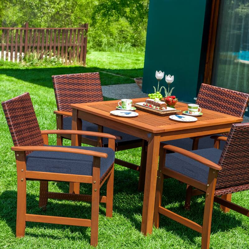 Aoodor Patio Chair Cushions Set of 2, Water Resistant Outdoor Seat Cushions with Handle and Ties, Square Corner Cushions