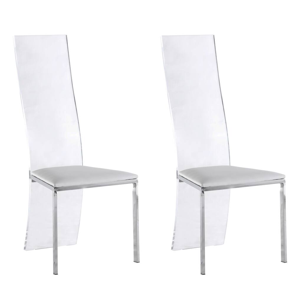 Somette Lillian Acrylic High-Back Upholstered Side Chair, Set of 2